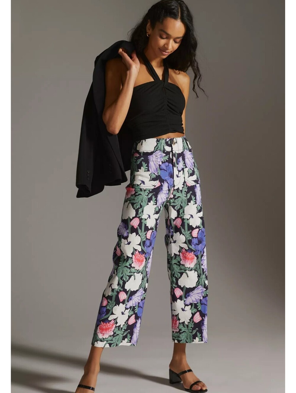 Anthropologie Colette Pants Cecilia Pettersson Floral Linen Blend 32 T Wide Leg